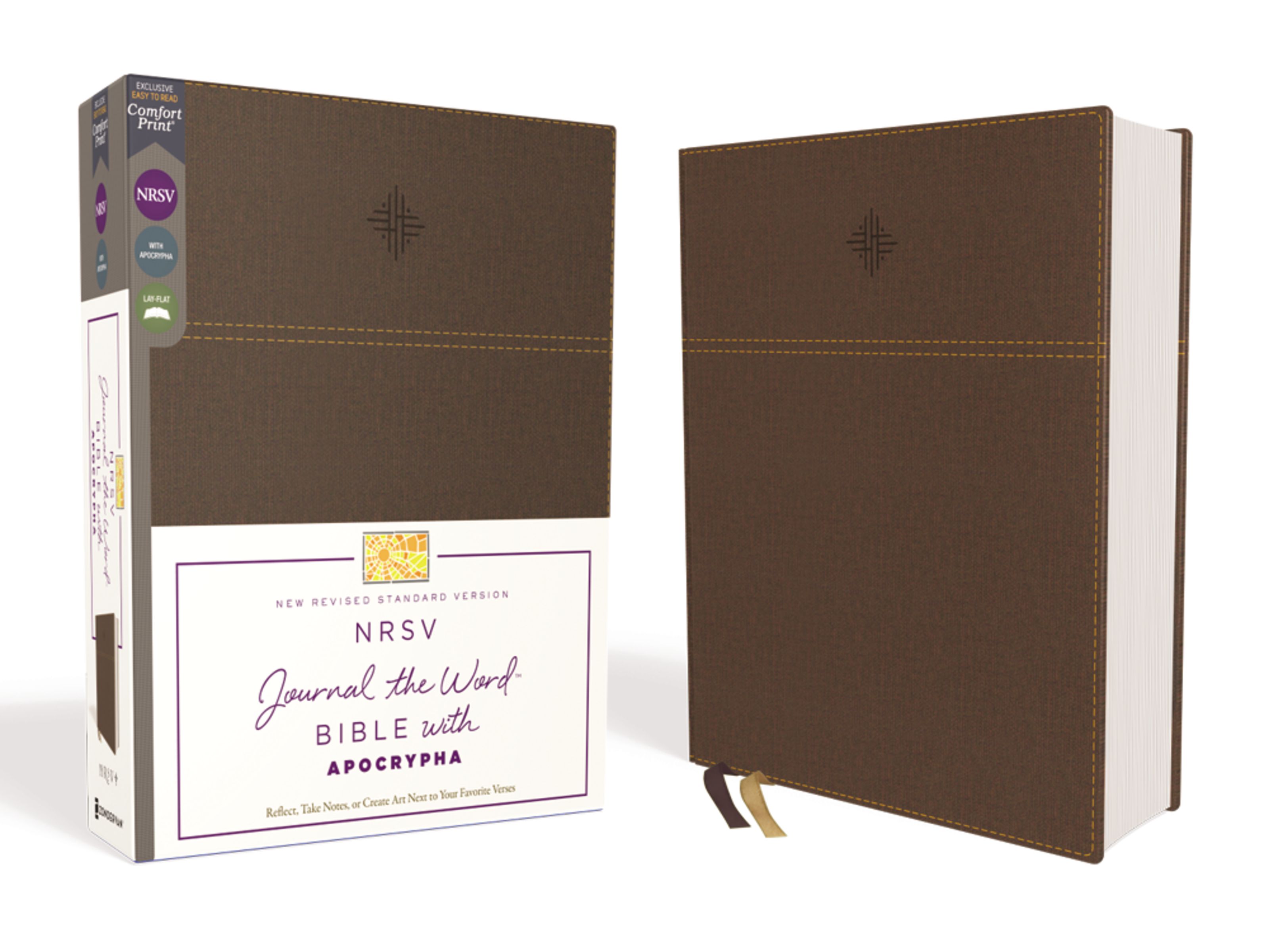 NRSV, Journal the Word Bible with Apocrypha, Leathersoft, Brown, Comfort Print book cover