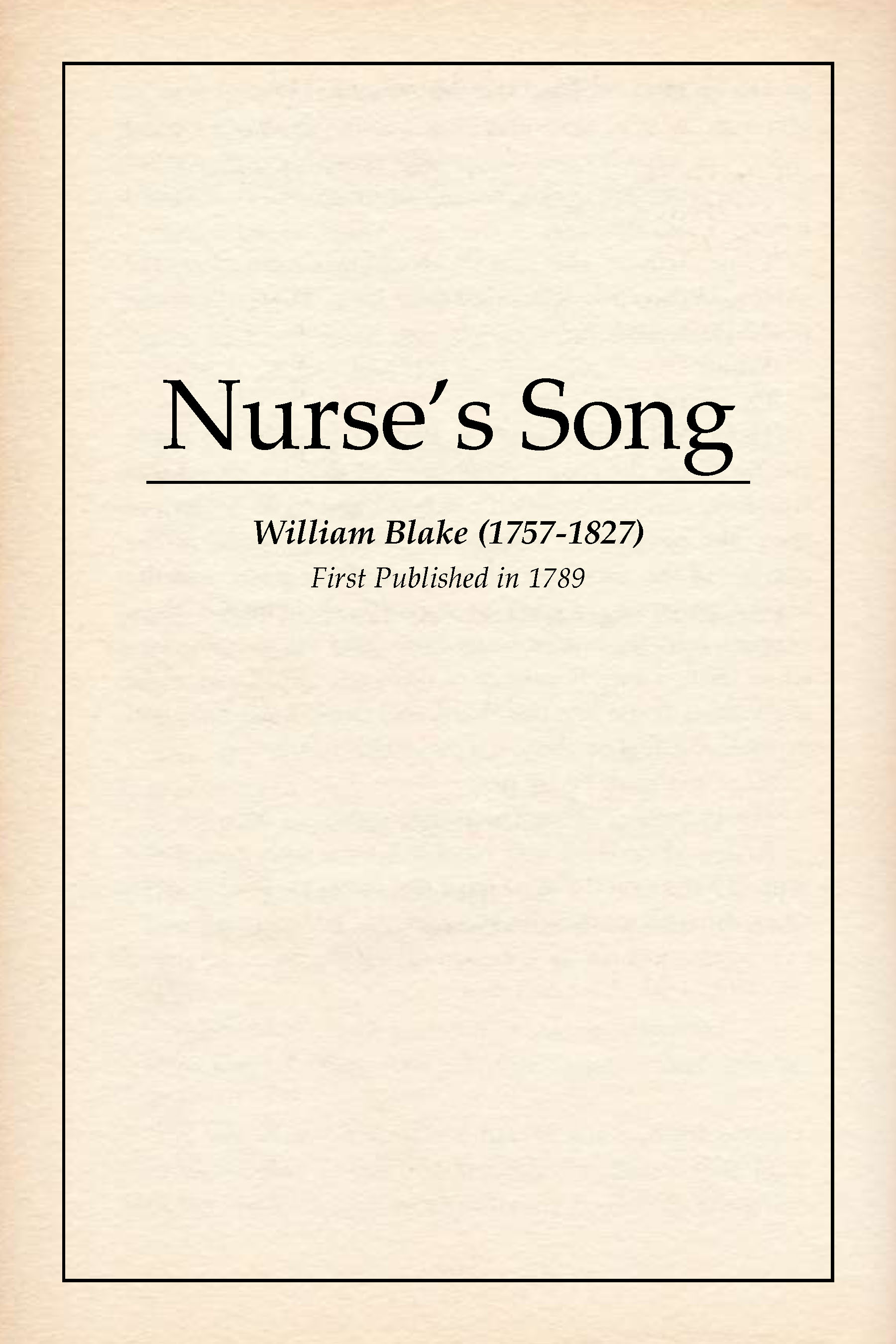 Nurse's Song book cover
