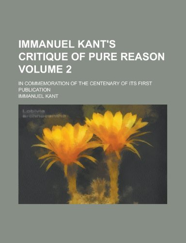 Kritik der reinen Vernunft, Vol 2 book cover