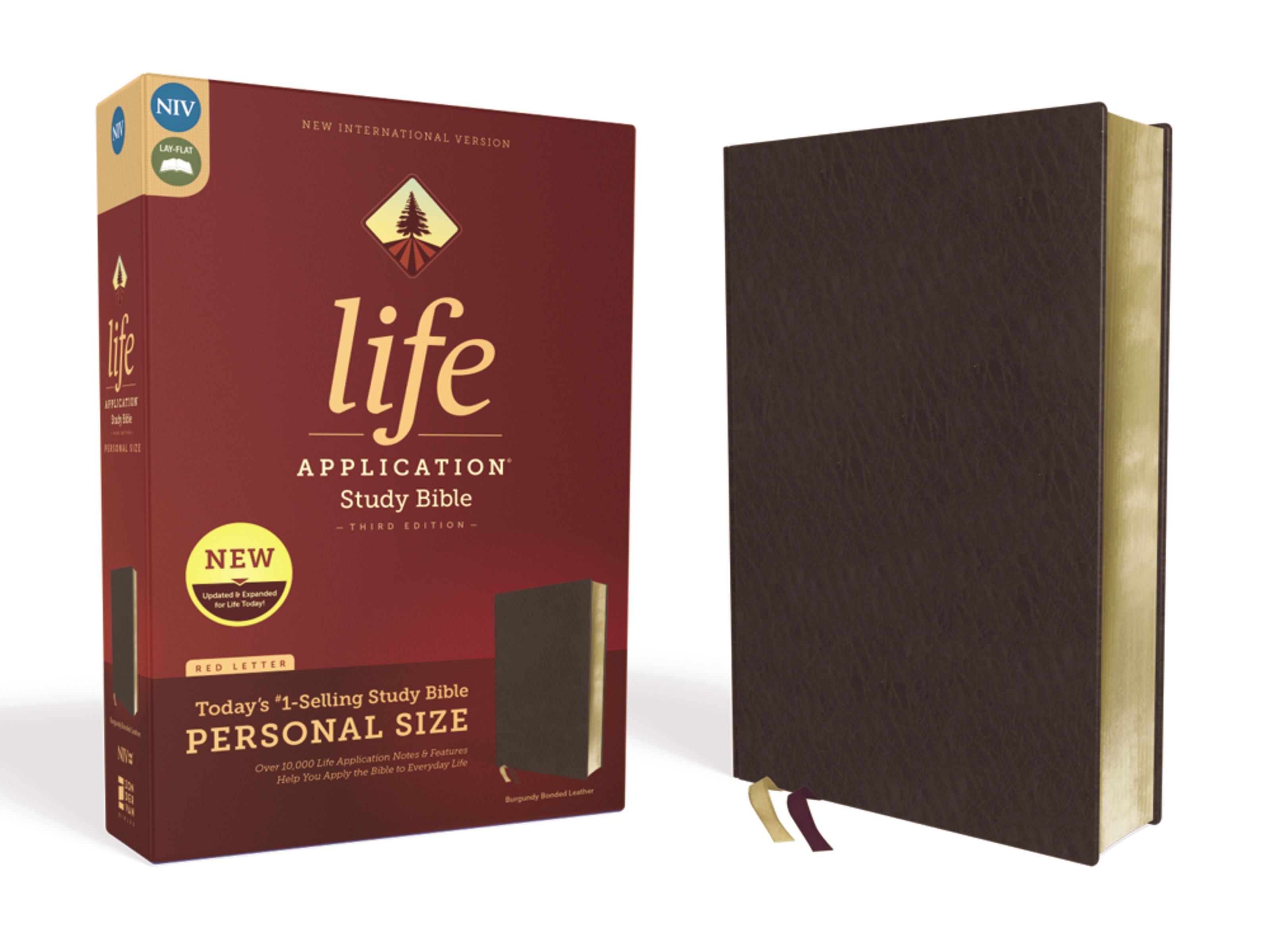 NIV, Life Application Study Bible, Third Edition, Personal Size, Bonded Leather, Burgundy, Red Letter Edition book cover