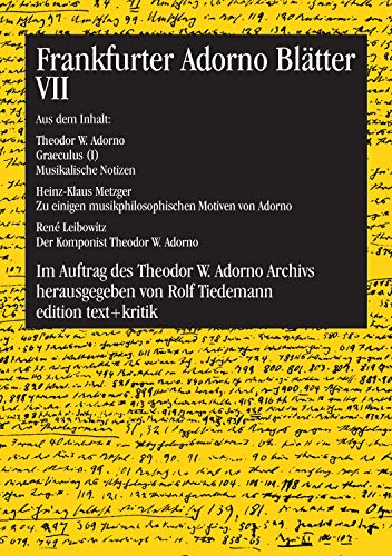 Frankfurter Adorno Blätter VII book cover