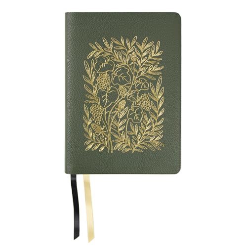 LSB Holy Bible for Women, Journaling Edition, Green Premium Genuine Leather (Cowhide) with Gold Foil Stamped Floral Design book cover