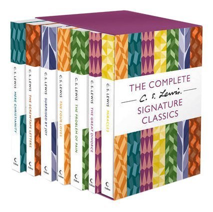 Mere Christianity, The Screwtape Letters, Surprised by Joy, The Four Loves, The Problem of Pain, The Great Divorce, Miracles book cover