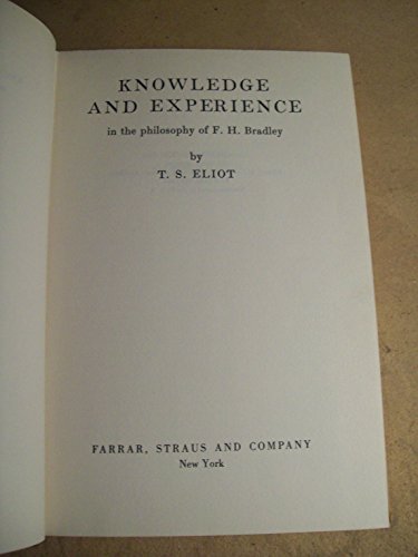 Knowledge and Experience in the Philosophy of F.H. Bradley book cover