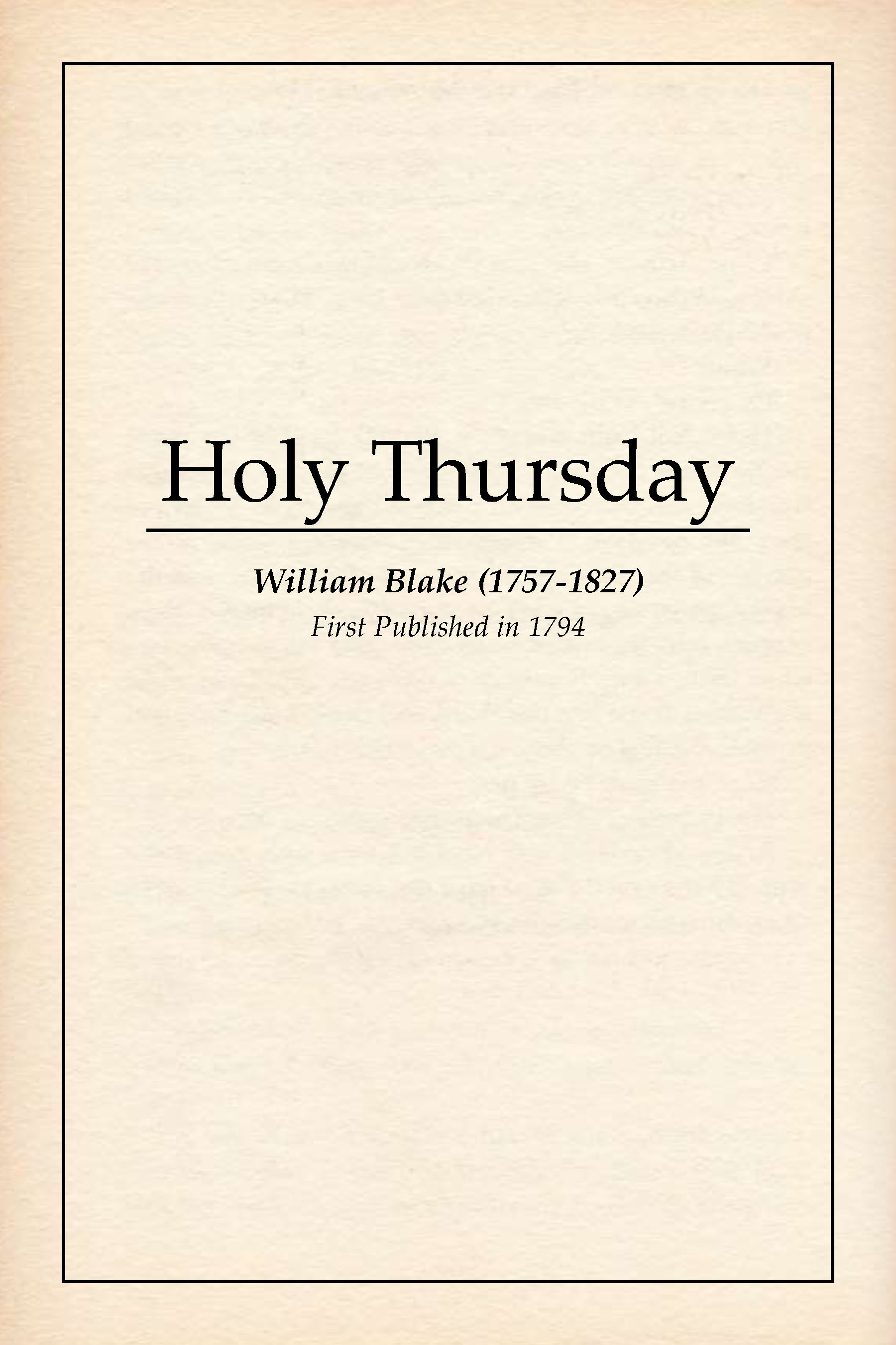 Holy Thursday book cover