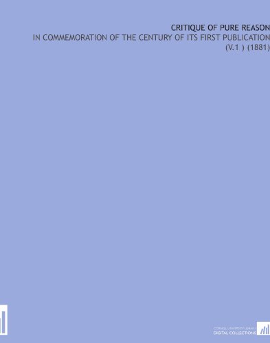 Critique of Pure Reason book cover