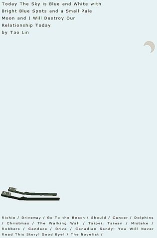Today the Sky is Blue and White With Bright Blue Spots and a Small Pale Moon and I Will Destroy Our Relationship Today book cover