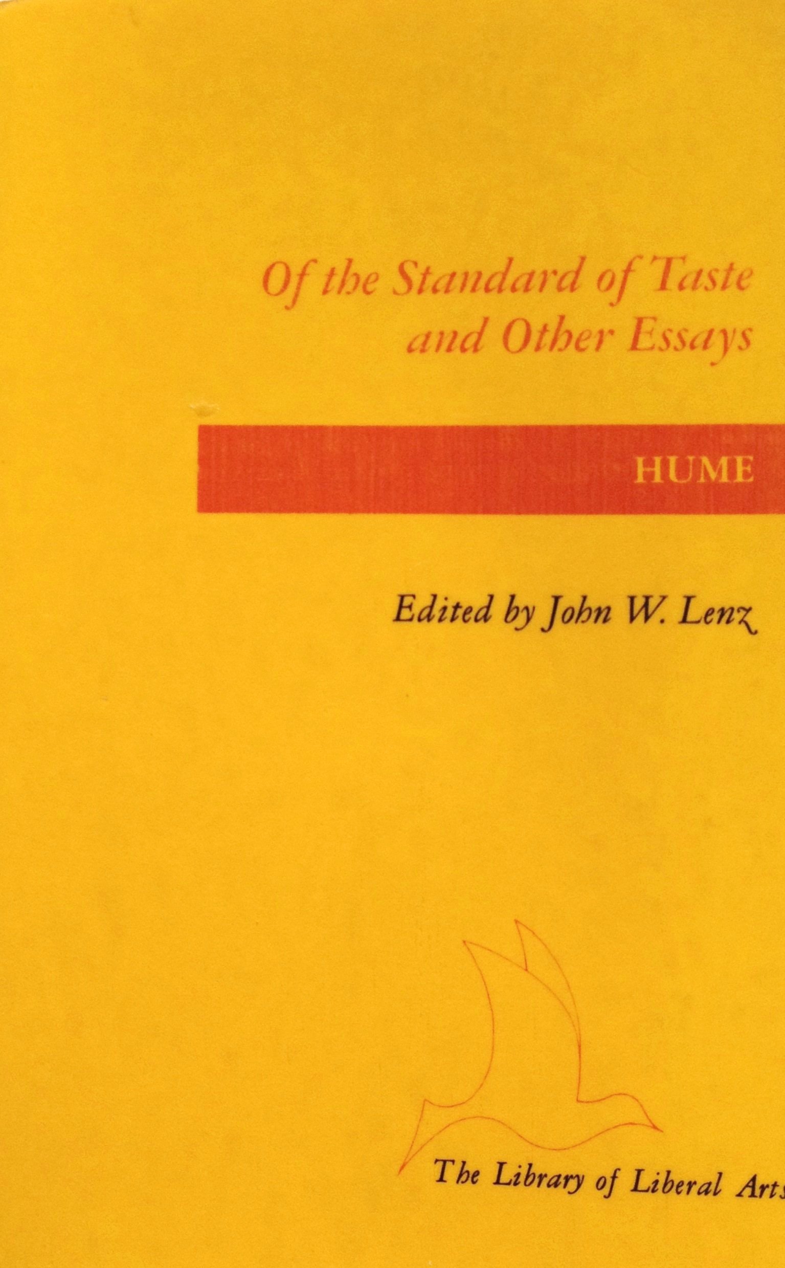 Of the Standard of Taste and Other Essays book cover