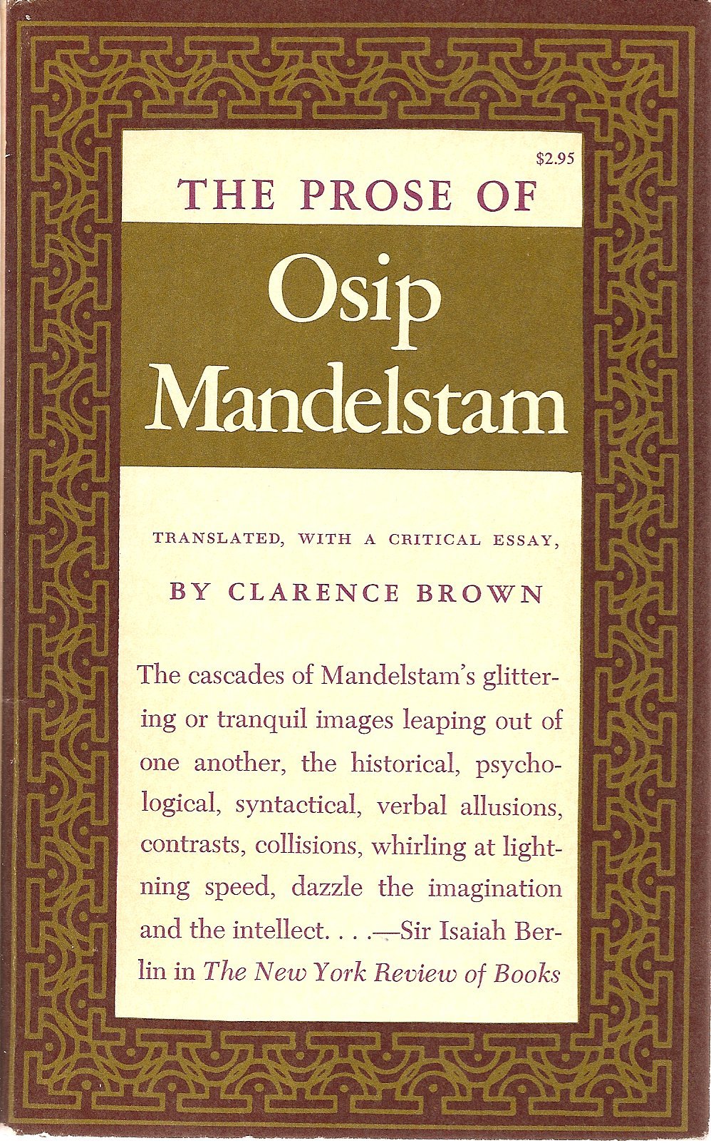 The Prose of Osip Mandelstam book cover