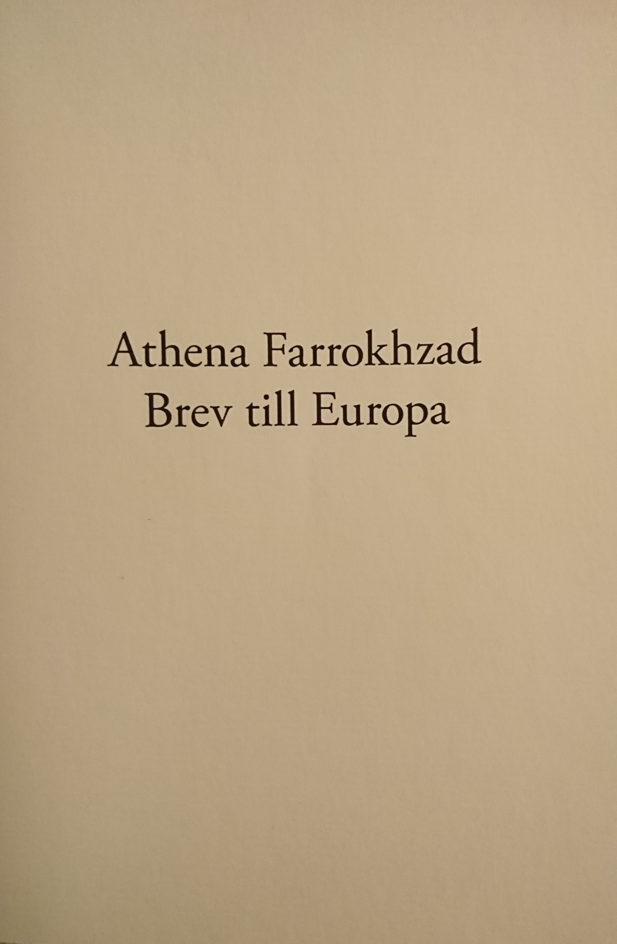 Brev till Europa book cover